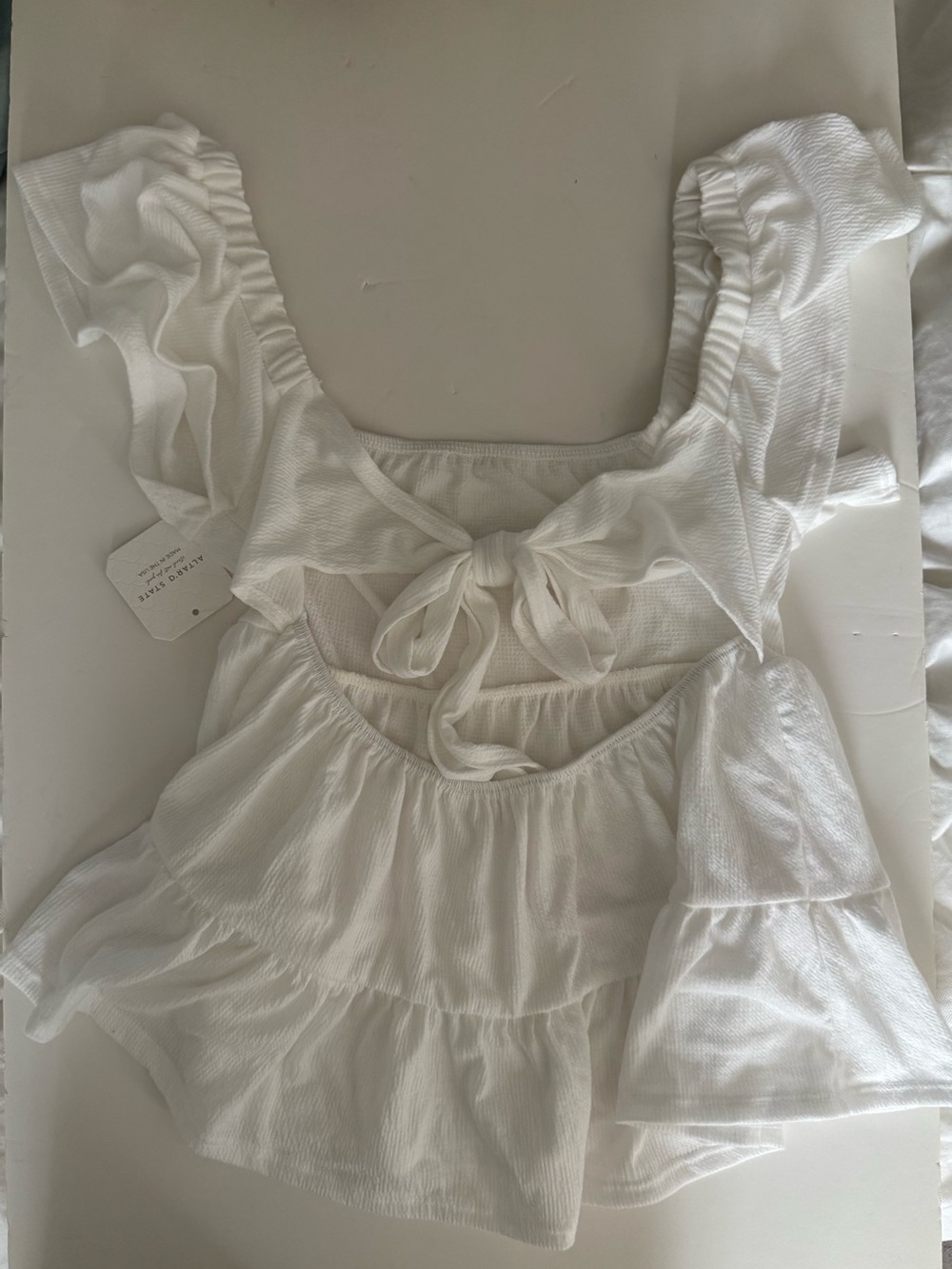 Altar'd State White Ruffle Tiered Square-Neck Top - Picture 2 of 3